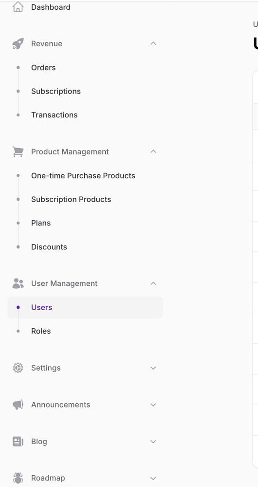 The image displays an admin dashboard interface for managing billing and products.