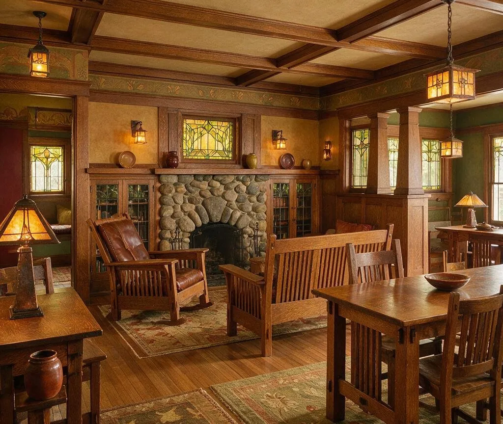 A living room in the Craftsman style