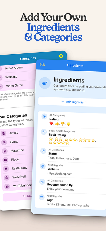 Screenshot of Sofa: Downtime Organizer