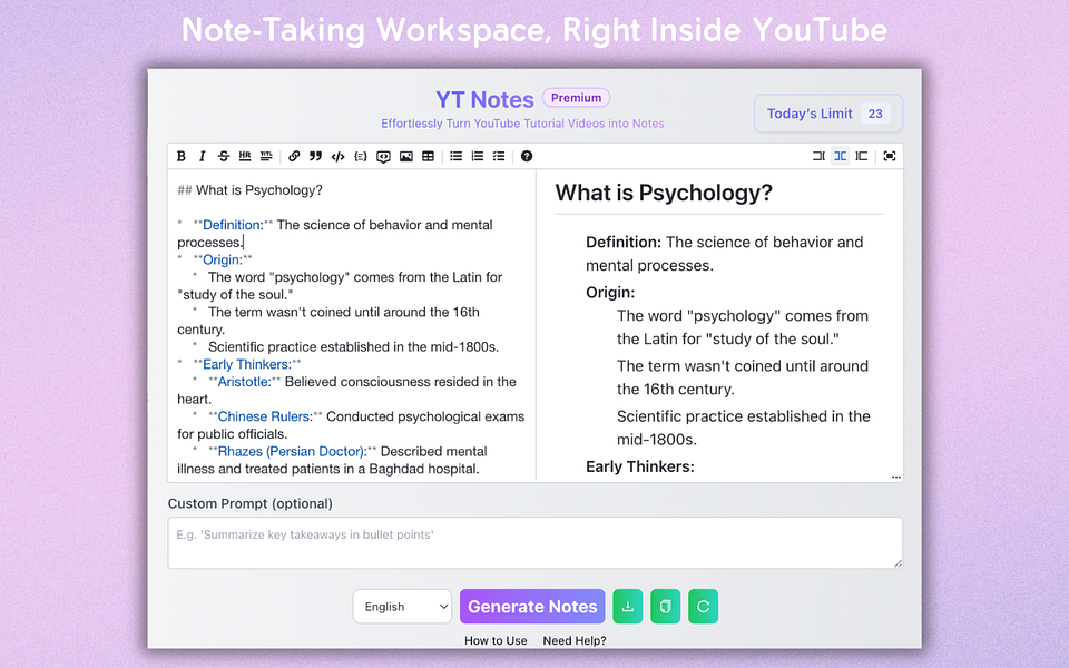 YT Notes
