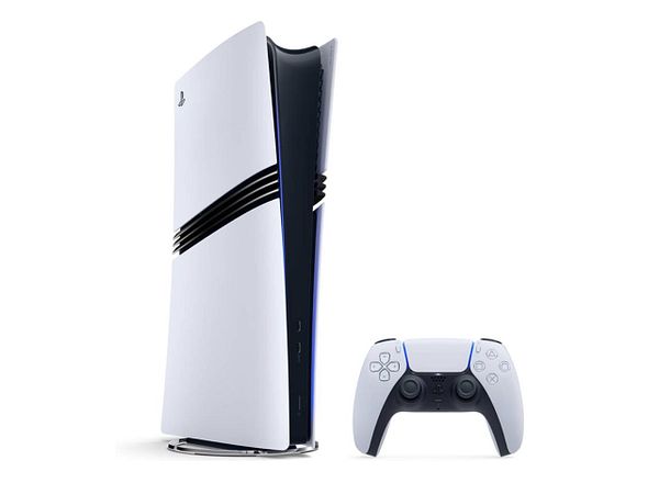 A rendered image of the Sony PlayStation 5 Pro console with dual controllers and the Grand Theft Auto 6 logo with a neon-style '6'.