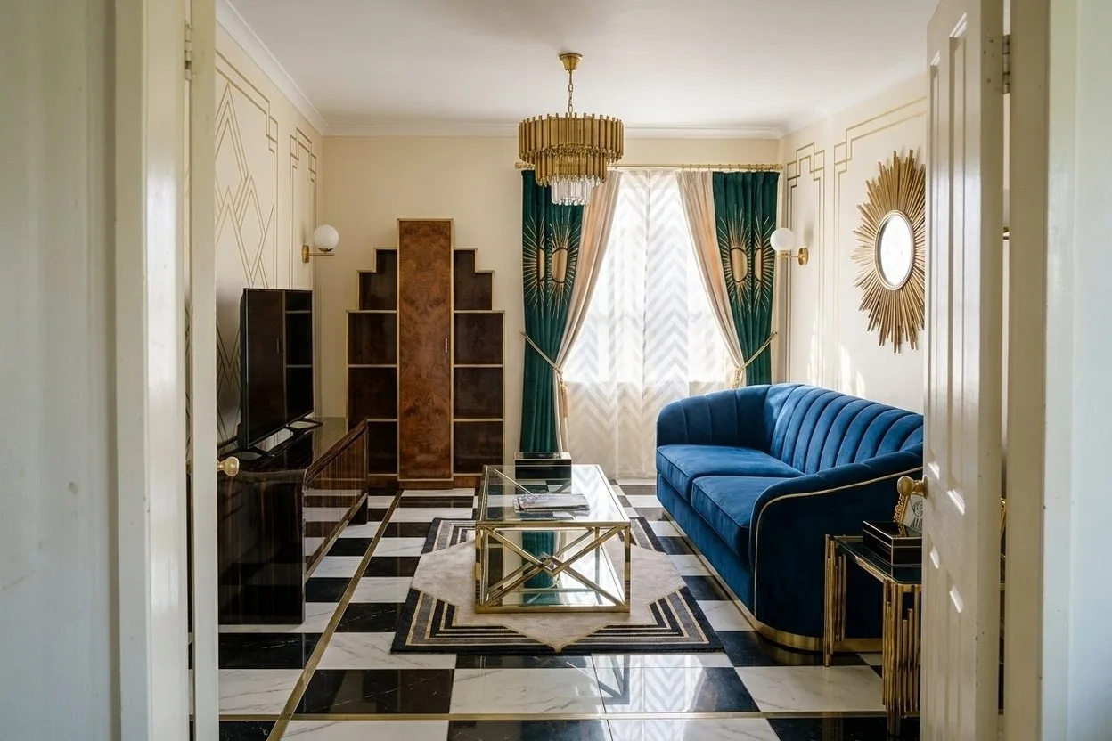 The same living room in the Art Deco style