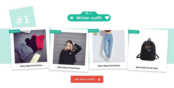 A stylish winter outfit collection featuring various clothing items and accessories.