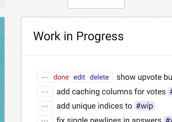 The image displays a task management interface labeled 'Work in Progress' with a list of tasks.