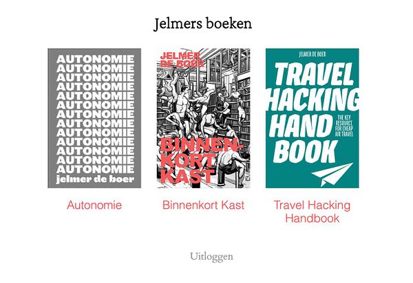 The image displays a collection of book covers by Jelmer de Boer.