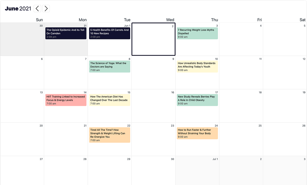Strive Content Calendar