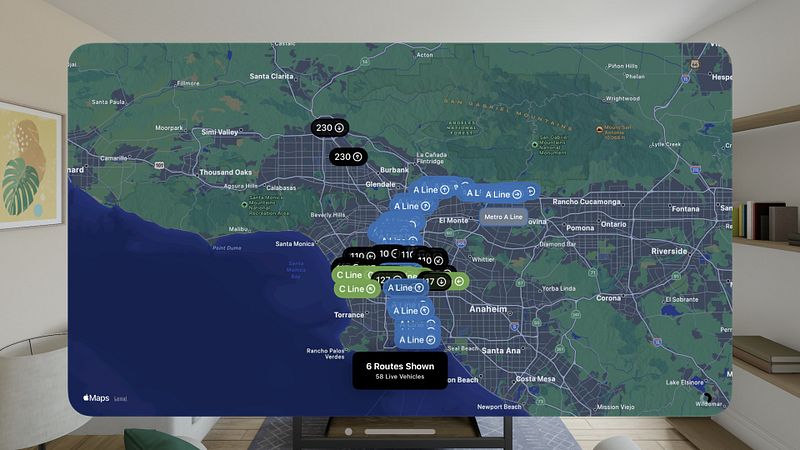 Screenshot of Live LA Metro Map