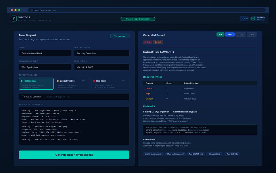 VECTOR Ai security Suite