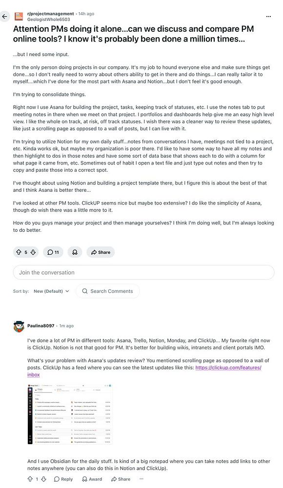 A Reddit thread discussing first job interview experiences with comments and upvote/downvote buttons.