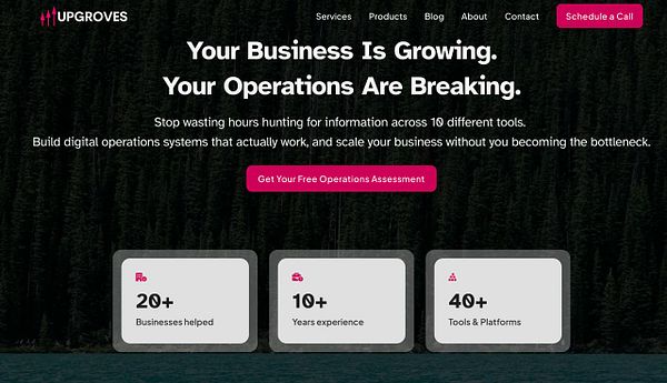 Webpage screenshot showcasing a header with a transparent style and dark background on scroll.