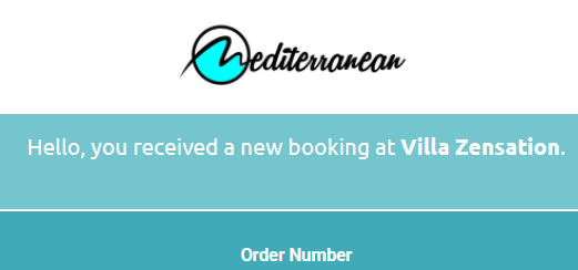 Notification of a new booking at Villa Zensation.