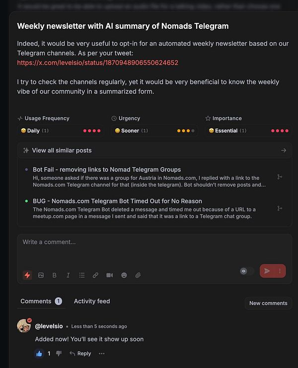 Screenshot of an email newsletter preview for Nomads with a weekly AI-generated update.