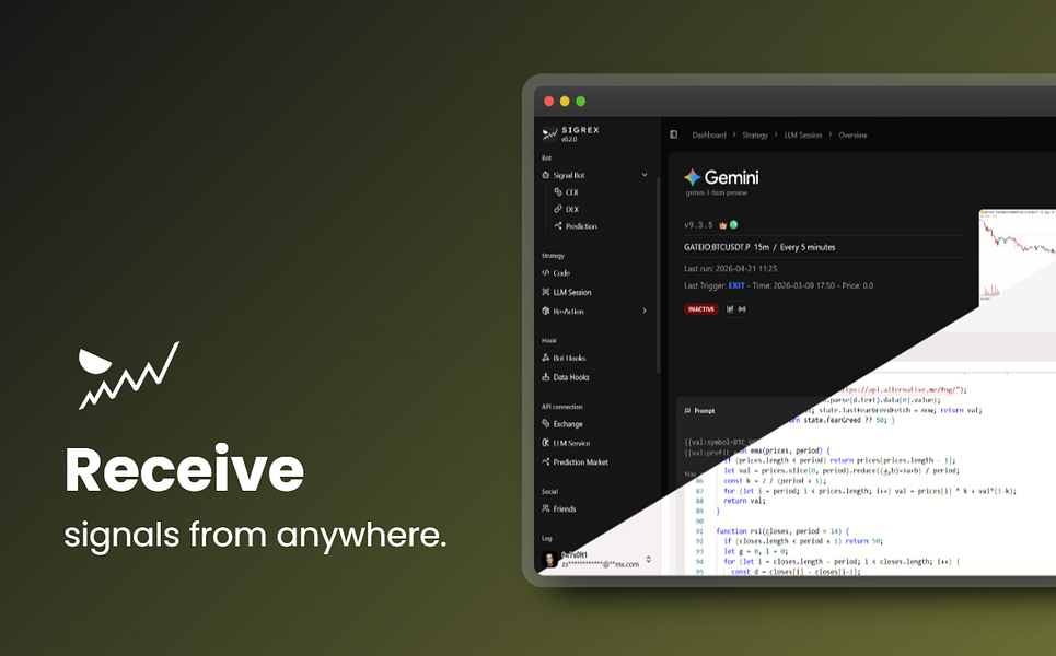 Sigrex – Automated trading platform for real-time signals with AI or JavaScript visual 2
