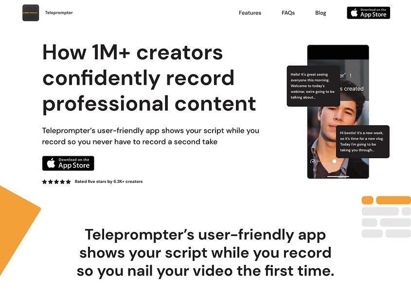 Teleprompter How 1M+ creators confidently record BetaList