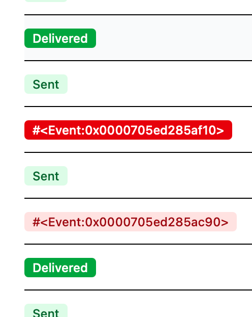 Screenshot of a developer console showing high-frequency 'bounce' events logged and an error message indicating a problem with the render function and its argument type.