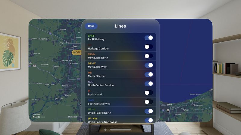 Screenshot of Live Metra Map