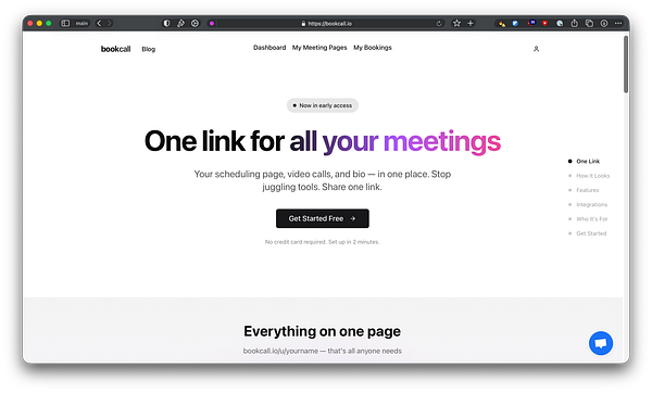 A clean, modern landing page design for a startup, featuring a prominent headline, descriptive text, and a call-to-action button, styled with pink and white colors.