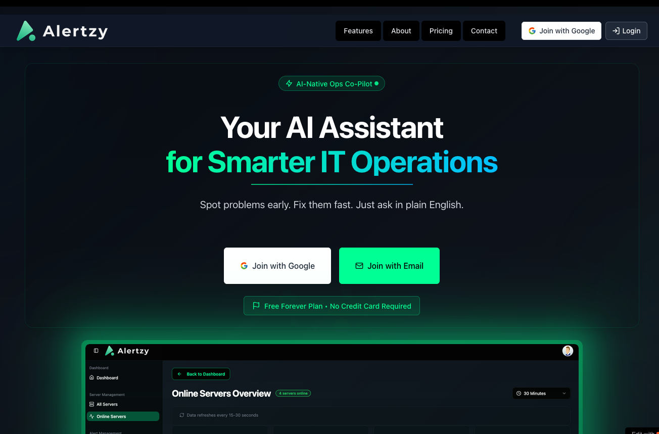 Alertzy: Alertzy monitors servers and uses AI for smart