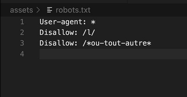 The image displays a snippet of a robots.txt file with specific directives for web crawlers.