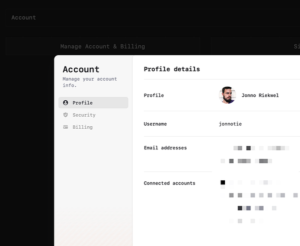 The image displays a user account management interface for devlogs.gg, focusing on profile details.