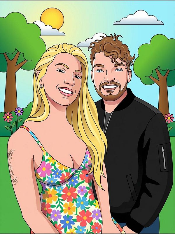 Illustration of a cartoon-style man with a beard and glasses, wearing a blue jacket and red shorts, set against a background with a rounded blue frame.