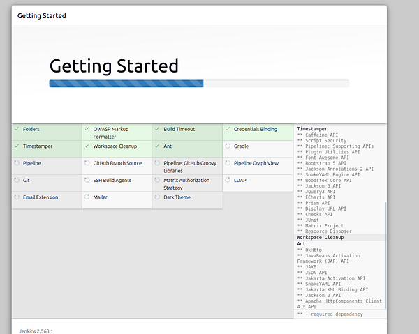 Screenshot of a GitHub repository page showing the README.md file with Jenkins installation instructions and an open file tree on the left.
