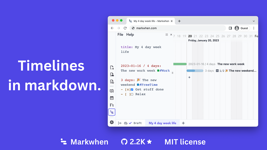 Markwhen: Turn markdown into a calendar/gantt | BetaList