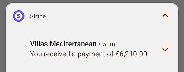 A payment notification from Stripe confirming a transaction.