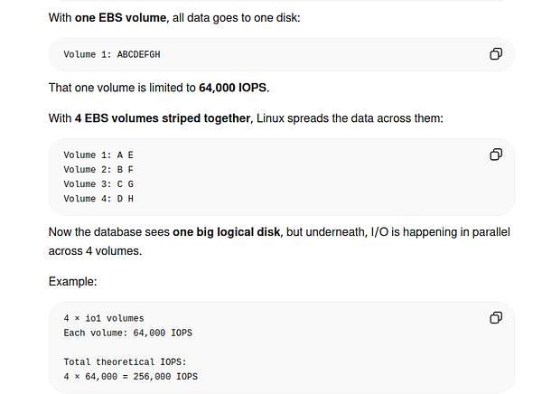 Screenshot of an Amazon EC2 dashboard showing details of an EBS volume with configurable performance attributes.