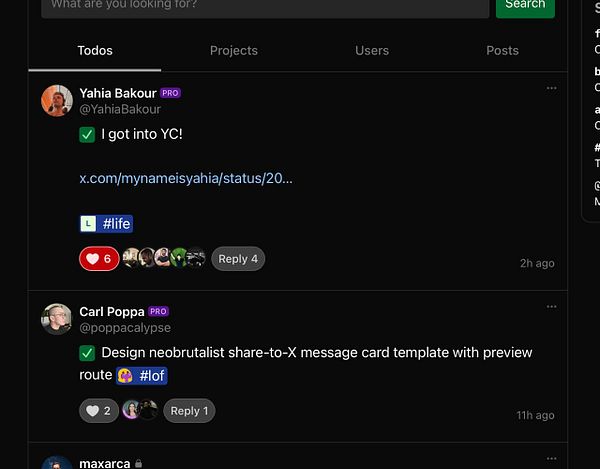 Screenshot of the wip.co/search webpage showing the search interface with the trending section empty due to a bug.