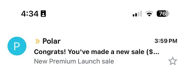 A notification from a task management app indicating a new sale has been made.