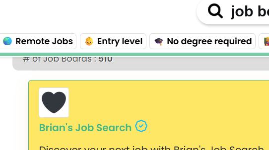 The image displays a job board interface featuring a verified badge next to a job search title.