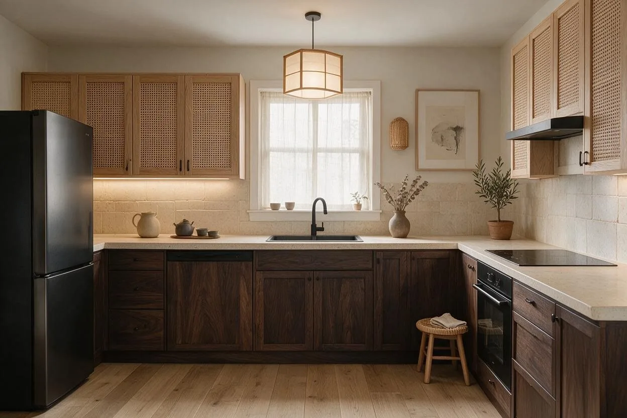 The same kitchen in the Japandi style