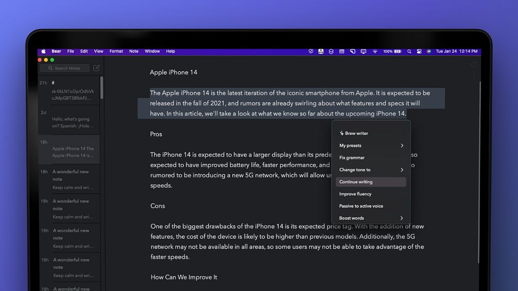 Writers brew AI for macOS