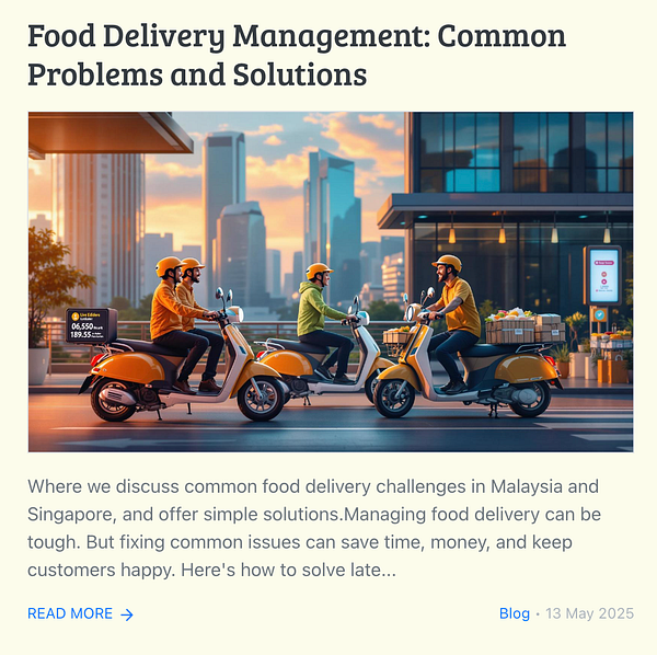 Two food delivery riders on scooters are positioned in an urban setting, discussing delivery management.