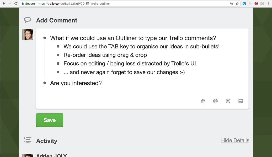 Trello Outliner