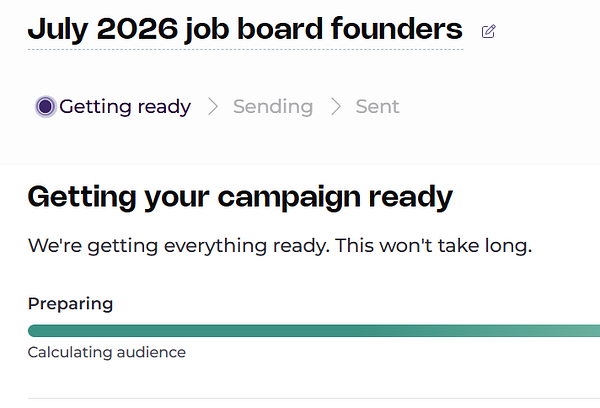 Screenshot of a job board founders' newsletter email template with a structured layout of text and images for a monthly update.