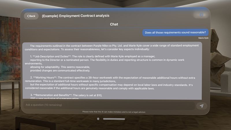 Screenshot of AI Lawyer: legal documents