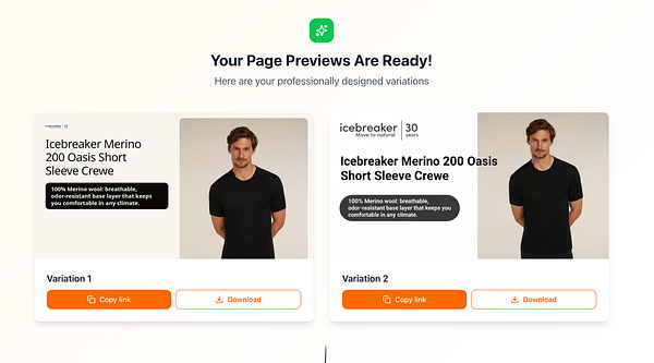 The image displays two professionally designed variations of a product preview for Icebreaker Merino shirts.