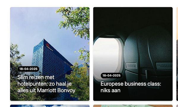 The image features two blog post previews related to travel and hospitality.