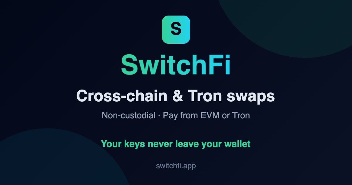 SwitchFi – Swap and exchange crypto at the best rate across chains