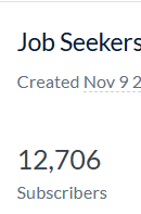 The image displays a subscriber count for a job seekers platform.