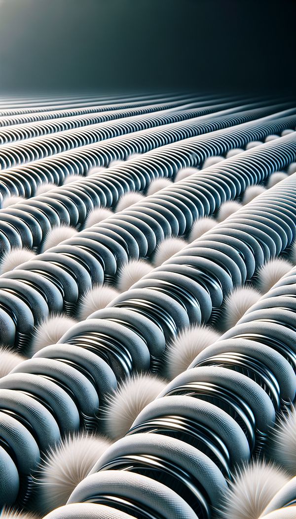 A close-up image of an innerspring mattress with coils visible, demonstrating the concept of coil count.