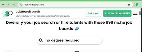 Diagram of multiple job boards with connections representing job board search workflows.