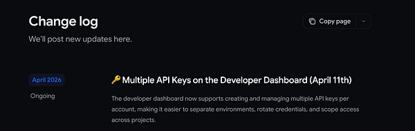 Screenshot of a web interface showing API key management with options to add, edit, and copy keys.