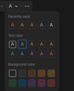 The image displays a color picker interface similar to Notion's design.