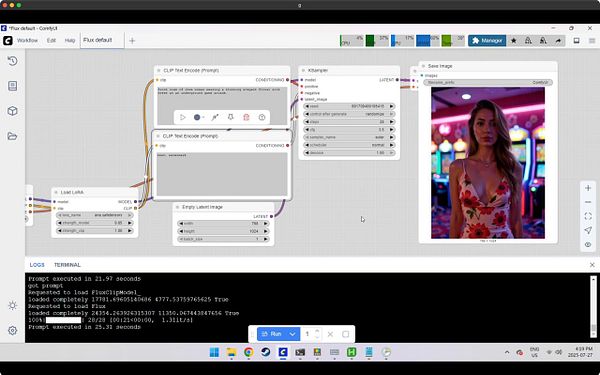 The image displays a graphical user interface for running inference on a GPU PC using a machine learning model.