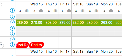 The image displays a booking calendar interface for a hotel client production website.