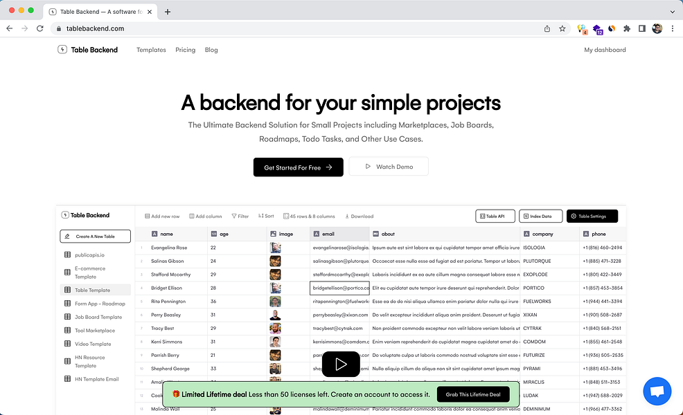 Table Backend