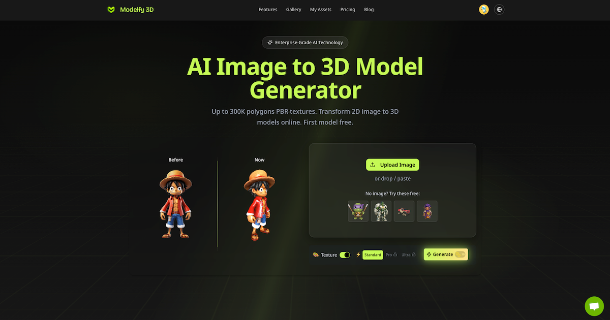 Modelfy 3D: AI image to 3D models generator, transform 2D | BetaList